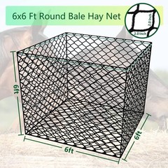 6×6 ft Round Hay Bale Net for Horses Livestock Slow Feeder 2 Inch Knotless