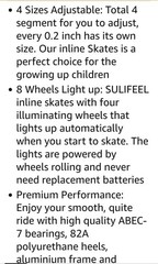 SULIFEEL Rainbow Unicorn Adjustable Inline Skates for Girls Boys and Kids wit…
