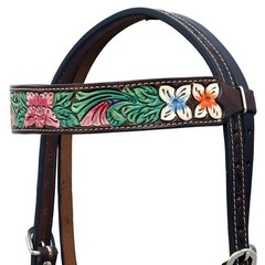 Western Headstall and Breast Collar Set HILASON Tooled Leather Horse Bridle Tack
