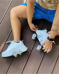 Four-Wheel 2-in-1 Roller Skate Shoes Unisex Skates Detachable Kids Sneakers w…