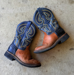 VTG Roper Made in Spain Leather Cowboy Boots Women’s 8 Blue Brown Western