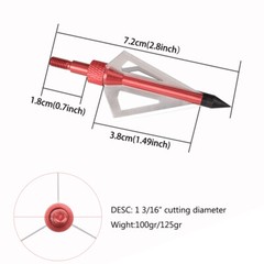 12PCS Archery Broadhead 100grain 3-blade cut 5/6″ ArrowHead Hunting Point Arrows