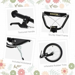 Youth Scooter Kick Scooter Front and Rear Dual Brakes, Black