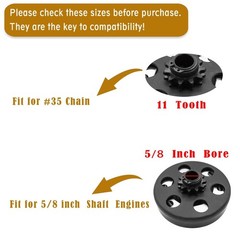 Centrifugal Clutch 5/8″ Bore 11 Tooth #35 Chain Kit for Mini Bike Go Kart