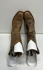 Justin Bent Rail BRL122 Distressed Brown Leather Square Toe Western Boots 9B