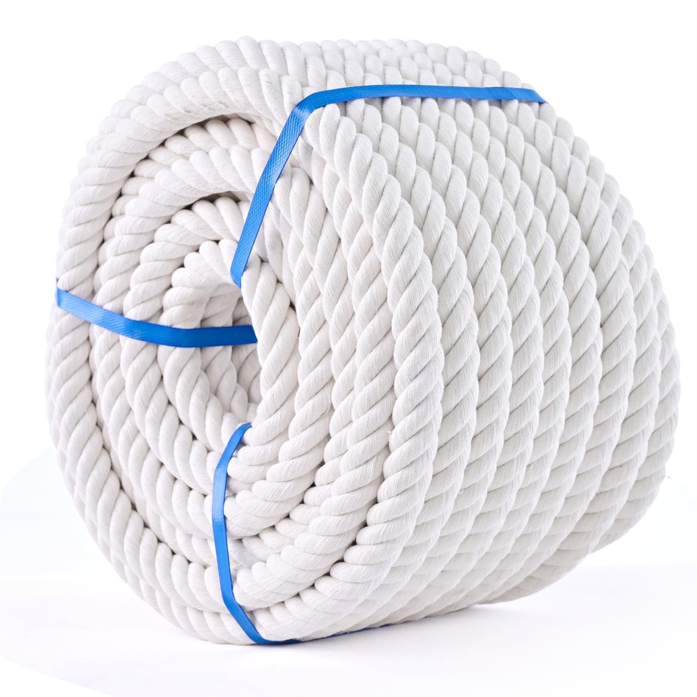 White Cotton Rope 1/2in × 100ft Natural Twisted,Available as Used for Tug of …