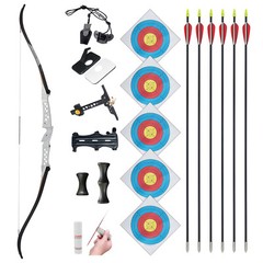 62″ Takedown Recurve Bow Carbon Arrow Set 16-38lbs Wooden Bow Shoot Hunt Archery