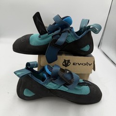 Evolv Kira Rock Climbing Shoes Womens 6.5 Teal Strap Rubber Bouldering