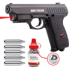 Crosman Night Stalker .177 Cal Air Pistol CO2 BB Gun + 1500 BBs & 5 CO2 (PFM520)
