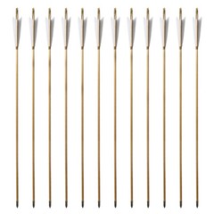 12Pcs 33″ Wooden Arrows Turkey Feather Recurve Bow Traditional Sp 500