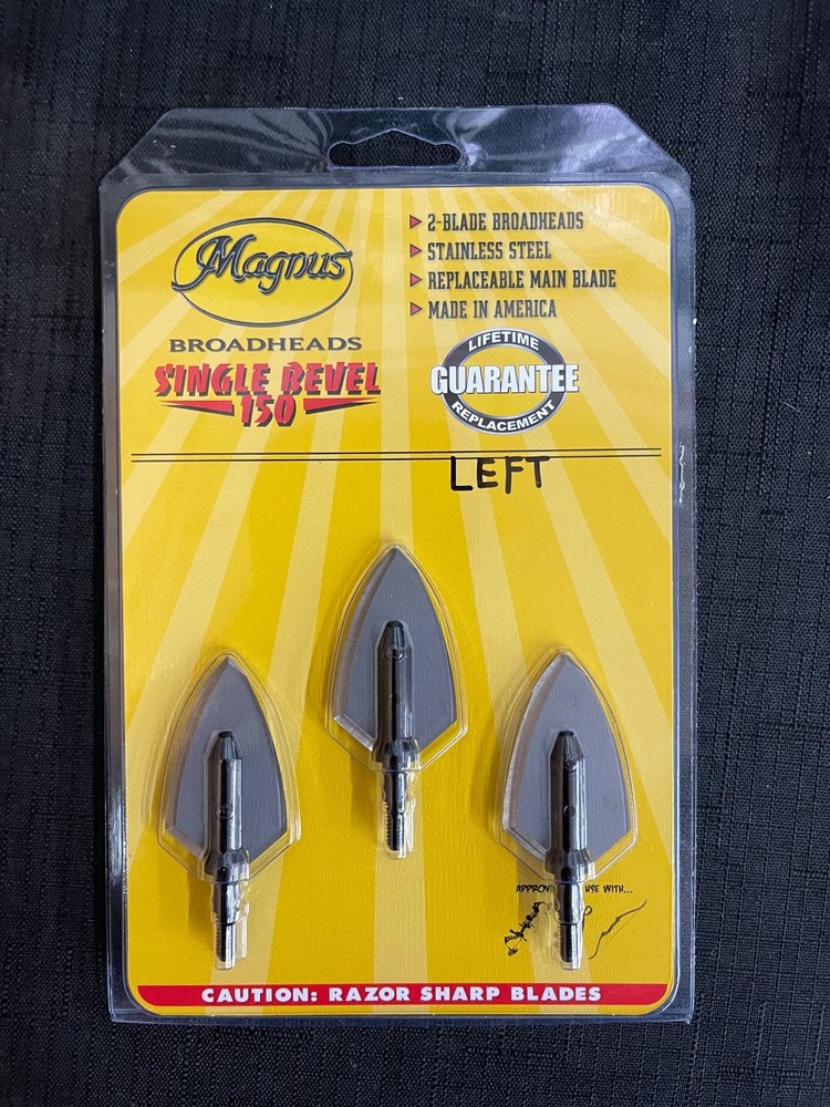 Magnus Broadheads Single Bevel Left 150 Grain 2 Blade 3 Pack BRAND NEW