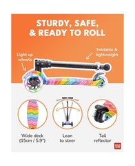 Big Fold | Three Wheel Scooter for Children Ages 5-10 Years | LED Wheels with…