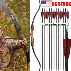 Archery 60 inch Takedown Recurve Bow 25-60lbs Bow Arrows Hunting Shooting Target