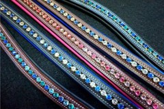 Bedazzled Straight Brow Band -For Eng Bridle FULL -Gradient Pink Teal Purple Red