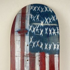 Dystopian American Flag Punk Rock Hunger & Peace Art Mini Skateboard Deck 7″