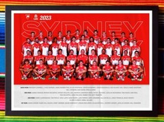 Framed 2023 SYDNEY SWANS AFL Poster – 62cm x 44.5cm x 3cm