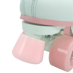 XUDREZ Roller Skates for Girls and Women, Light Green PU Leather Indoor Outdo…