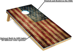 Rustic American Flag Cornhole Boards W/Bean Bags – 4’X2′ Distressed Flag Cornhol