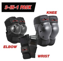 Eight Ball Kids 8+ Sport Knee Elbow Wrist Pad – Set of 3 – Black