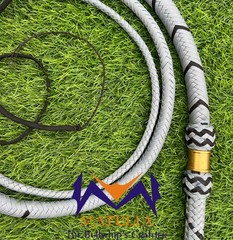 Nylon Bullwhip, Light Grey and Black: Australian Style, Size 4ft-12ft