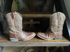 Nocona Boots Men’s Brown Leather Western Cowboy Boots Stitched Shaft 8.5D