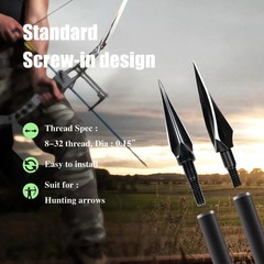 Traditional Broadheads 18Pcs 125 Grain ，Hunting Points Screw-in Arrowheads Su…