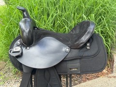 15″ CHISHOLM TRAIL Black Light Weight Leather & Cordura Western Saddle ~ CLEAN!!
