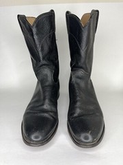 Justin black leather cowboy boots pointed toe J40594 Men Sz 8.5D Made In USA