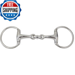 Lift Sports Eggbutt Snaffle Horse Bit Lozenge Fat Double Joint Oval Link Silver