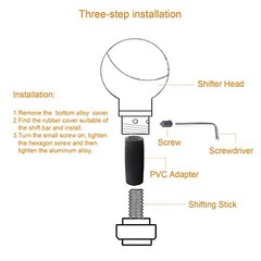 Alloy Gear Stick Shifter Knob Leather Silver with black leather covered