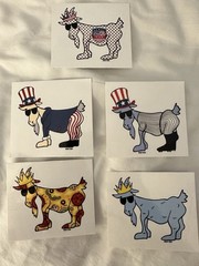 GOAT USA Sticker Lot of 8 Rare Vinyl Goat Decals Patriotic Pizza 250 USA