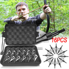 16Pcs Archery Broadheads 3Blade 100Grain Hunting Crossbow Compound Bow Arrow Tip