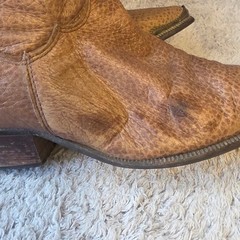 Vintage Dingo Womens Western Cowboy Boots Tan Leather Pointed Toe Brass Heel 8.5