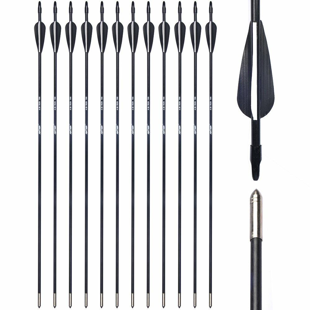 12Pcs 28″ Fiberglass Archery Arrows Spine 700 OD 7mm For Recurve & Compound Bows