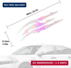 2PCS Reflective Monster Claw Sticker-with Scratch Marks Light Bumper Sticker Wat