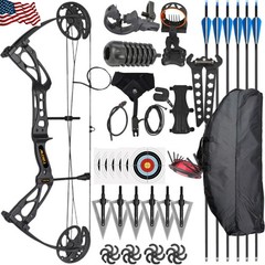 Compound Bow Set 70lb 320FPS Speed Archery Carbon Arrows Sight Release Hunting