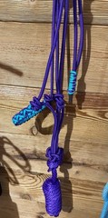 Formay rope halter with 8 Ft lead With hand tied paracord noseband, Purple