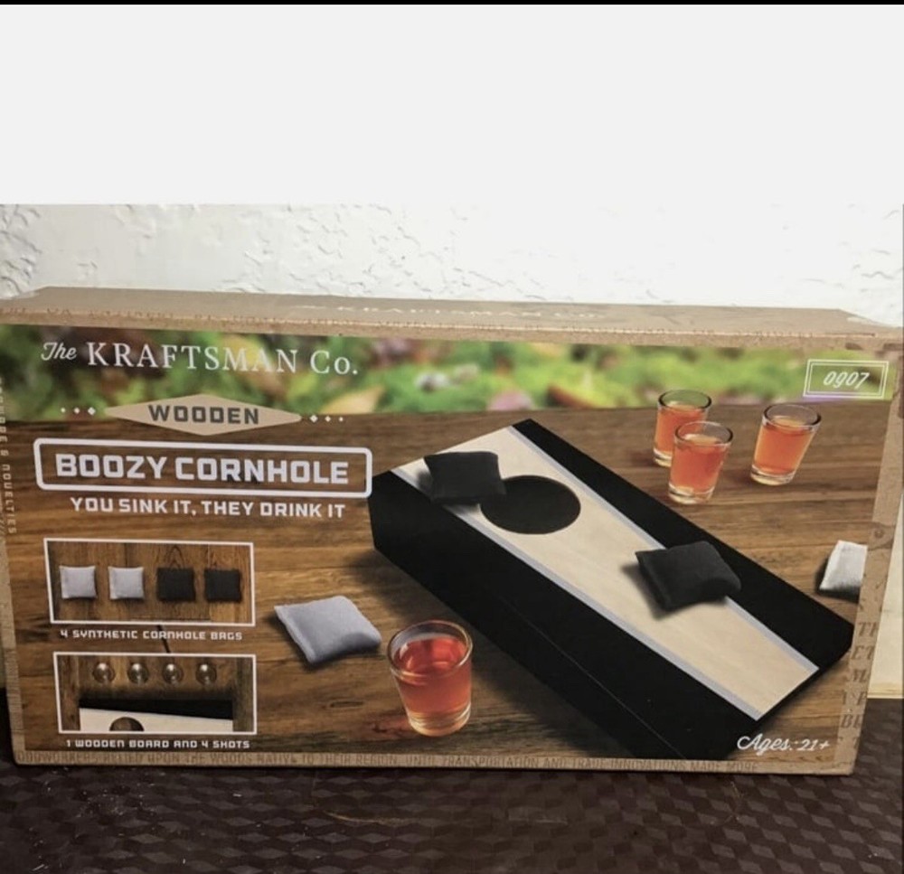 The Kraftsman Wooden Boozy Cornhole Table Top Game Party Game Night Adult Drink