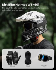 ILM Adult Dirt Bike Helmets Men Women Motocross ATV Off Road Helmet with Gogg…