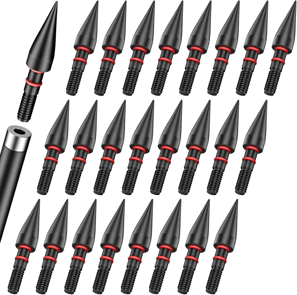 24 Pcs Field Tips, Archery Accessories, 5/16″ Screw-in Bullet Points Archery Arr