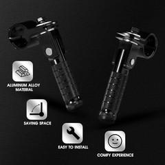 90 Degree Foldable Footpegs M8 Motorcycle Foot Pegs CNC Anti-Skid B Black