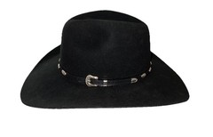 Rodeo King Cowboy Hat 6 7/8 Black Oval Long 3X Wool Blend Concho Wolf Bros*flaw