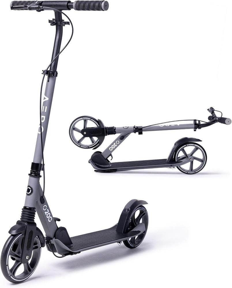 Kick Scooter for Kids 6+, Teens & Adults | Light up Wheels, Hand Brake, Rubber D