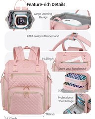 Nail Polish Organizer Bag Backpack Holds 70+ Bottles(15ml/0.5 fl.oz) Large Pink