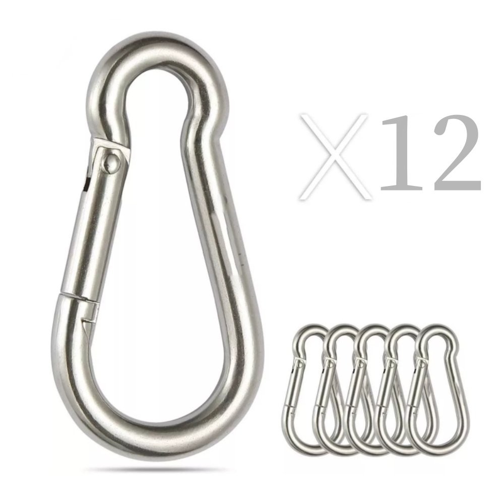 Spring Snap Hook Carabiner Clips 304 Stainless Steel, Set Of 12 264 Lbs