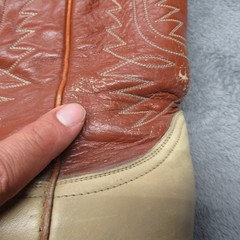 Tony Lama 6214 Western Boots Mens 8 D Cowboy Brown Lizard Snip Toe Vamp USA Made