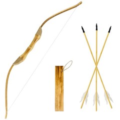 Basbon Youth Wooden Bow and Arrow Set, 40 40 inch, 1 Set (3 Feather Arrows)