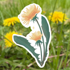 Dandelion Sticker 2×3.5 gloss vinyl waterproof