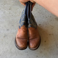 VTG Roper Made in Spain Leather Cowboy Boots Women’s 8 Blue Brown Western