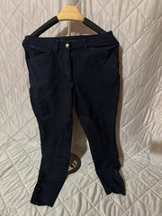 FOUGARZA-Navy Knee Patch, Womens Athletic Equestrian Riding Breeches-(24)